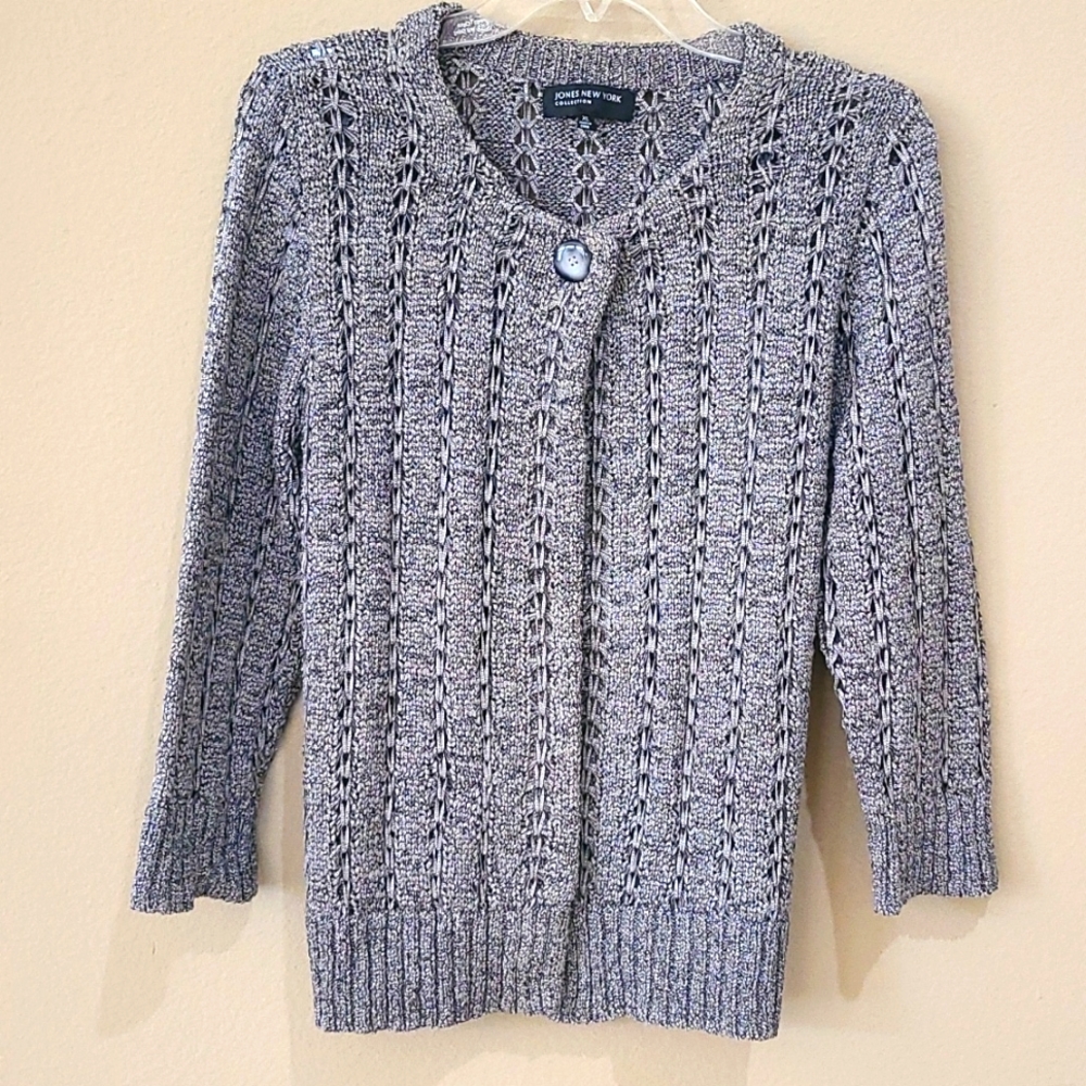 Jones New York 3/4 sleeve open front sweater